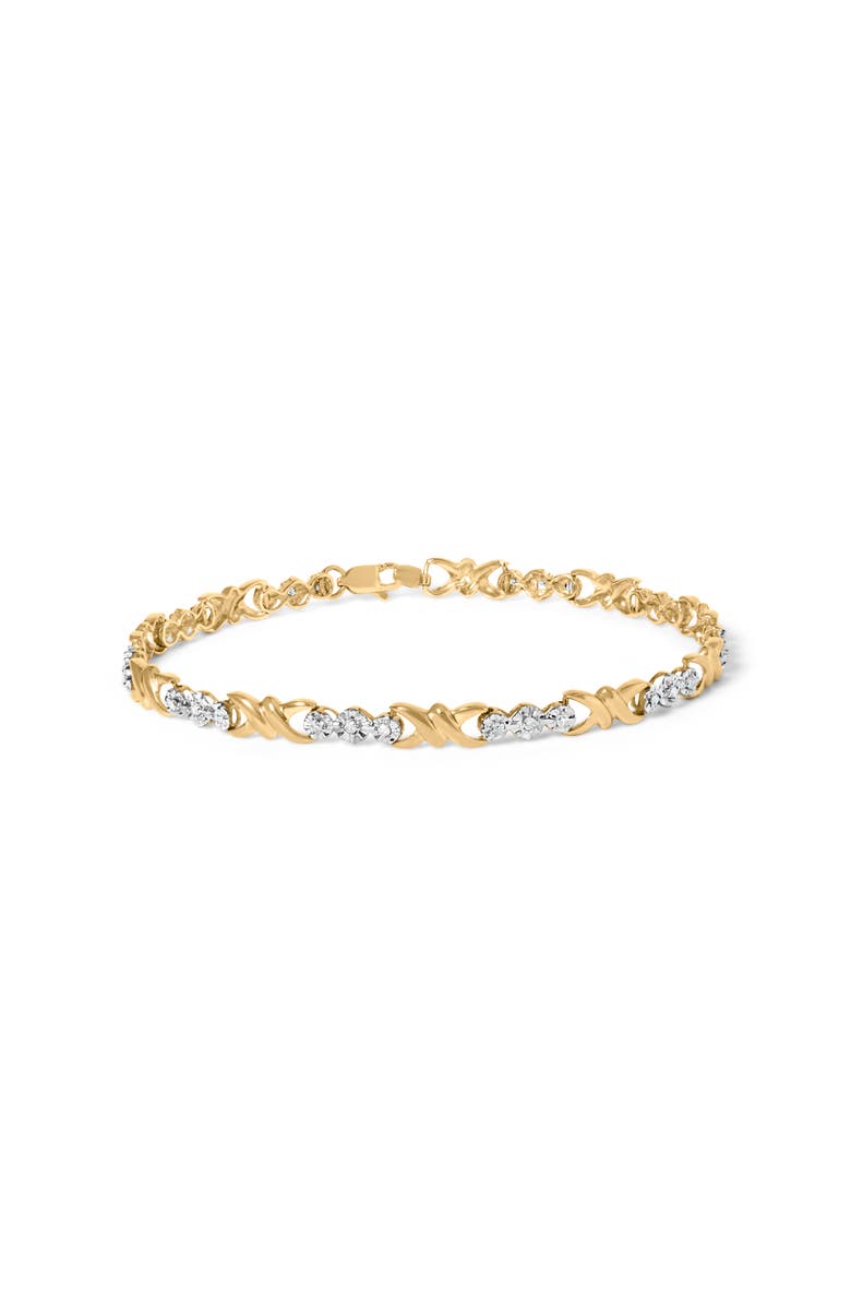Haus of Brilliance 10k Yellow Gold 1/3 Cttw Diamond 3 Stone and X-Link Bracelet - 7.50" Inches, Main, color, Yellow