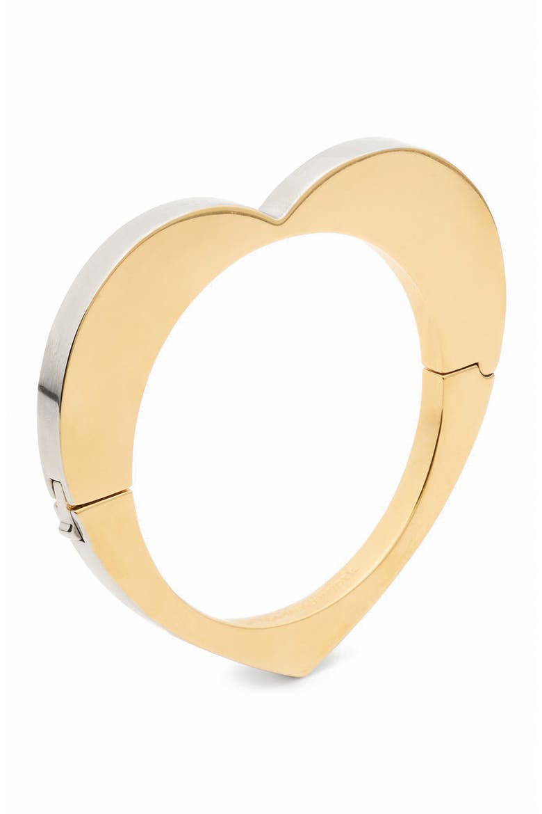 geo pop two tone heart bangle bracelet, Main, color, GOLD/ SILVER