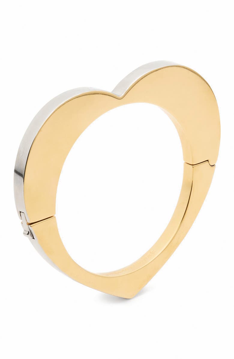 Kate Spade New York geo pop two tone heart bangle bracelet, Main, color, Gold/ Silver