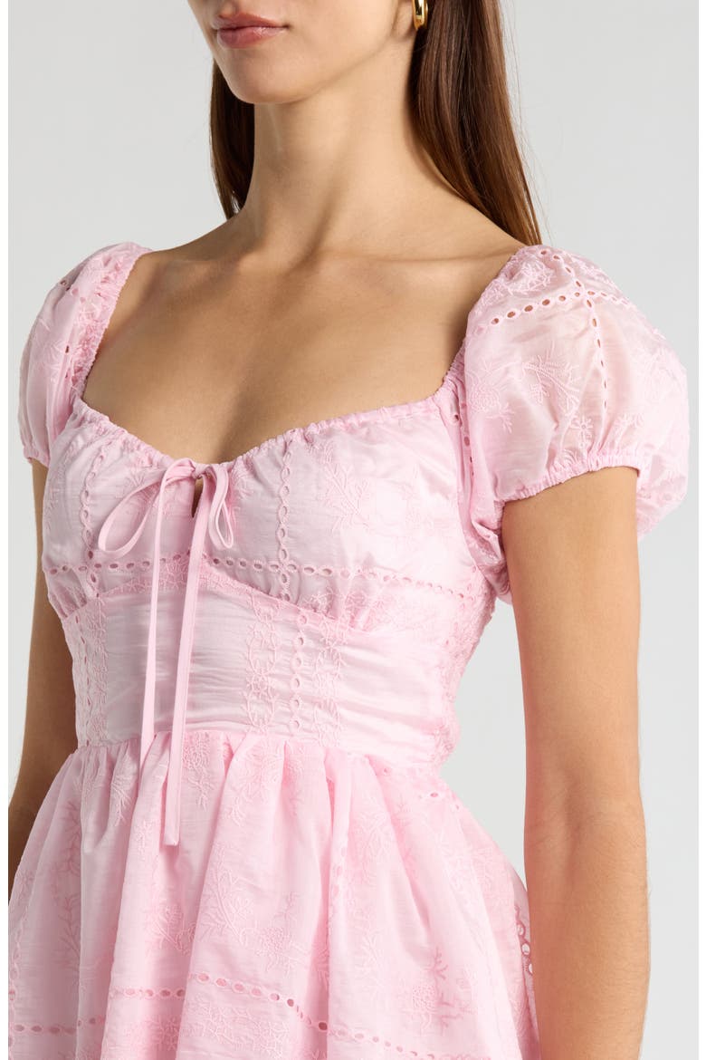 Embroidered Eyelet Ruffle Hem Minidress, Alternate, color, PINK
