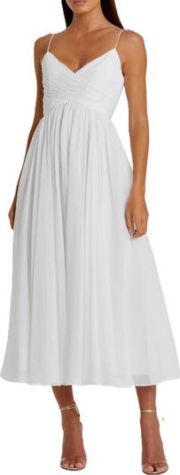 Faux Wrap Sleeveless Flowy Midi Dress