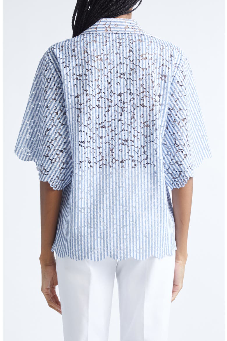 Stripe Floral Lace Shirt, Alternate, color, LAKE/OPTIC WHITE