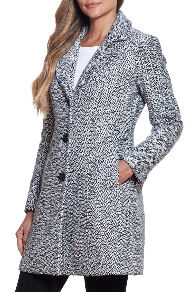 Gallery A-Line Coat, Main, color, Black/White