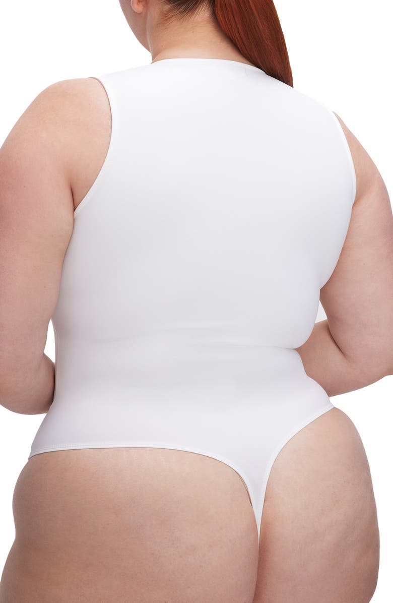 Good American Sculpting Deep V Tank Bodysuit, Alternate, color, White001