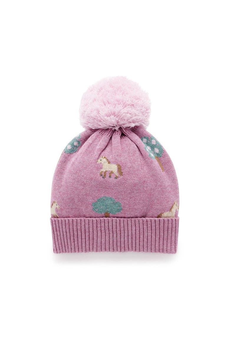 Purebaby On The Farm Beanie, Main, color, Orchard Jacquard