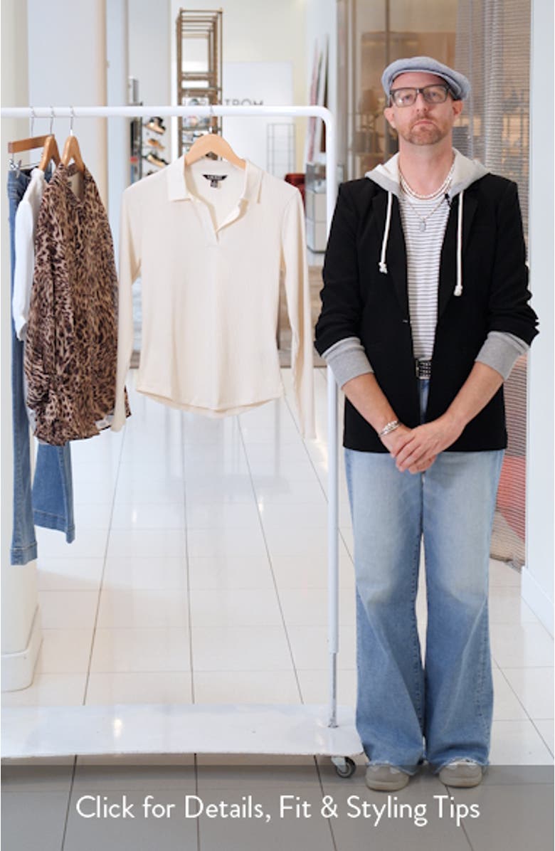 Rib Long Sleeve Polo Top, sales video thumbnail