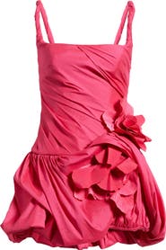 Acler Maxey Floral Appliqué Bubble Hem Cocktail Minidress