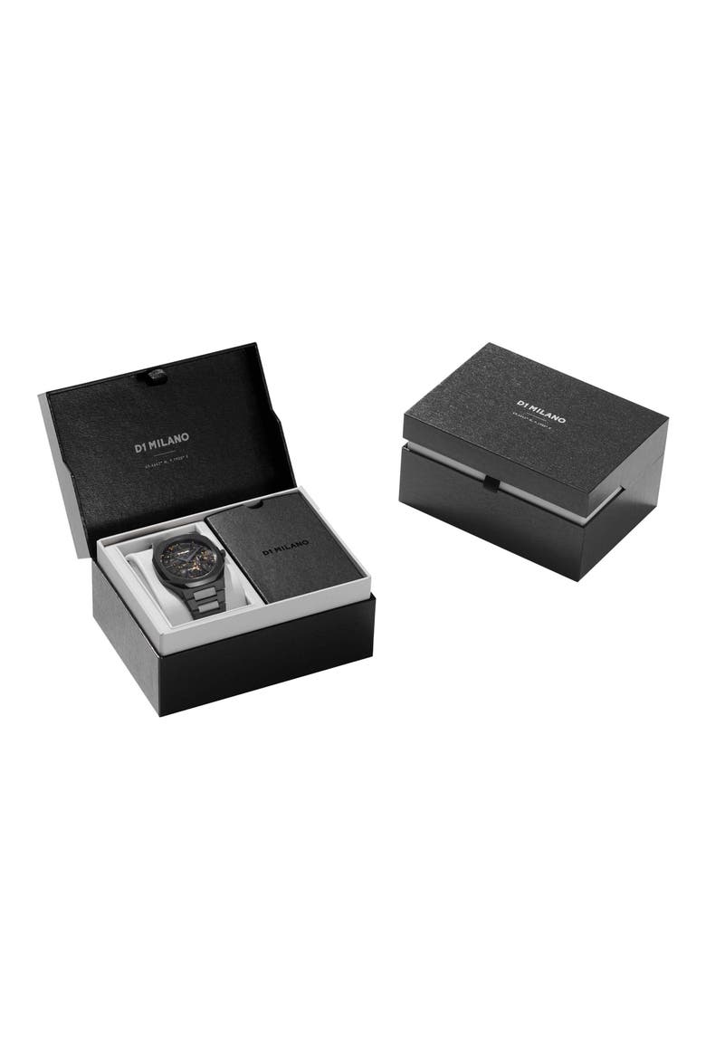 Black DLC Ultra Thin Bracelet Watch, 40mm, Alternate, color, BLACK