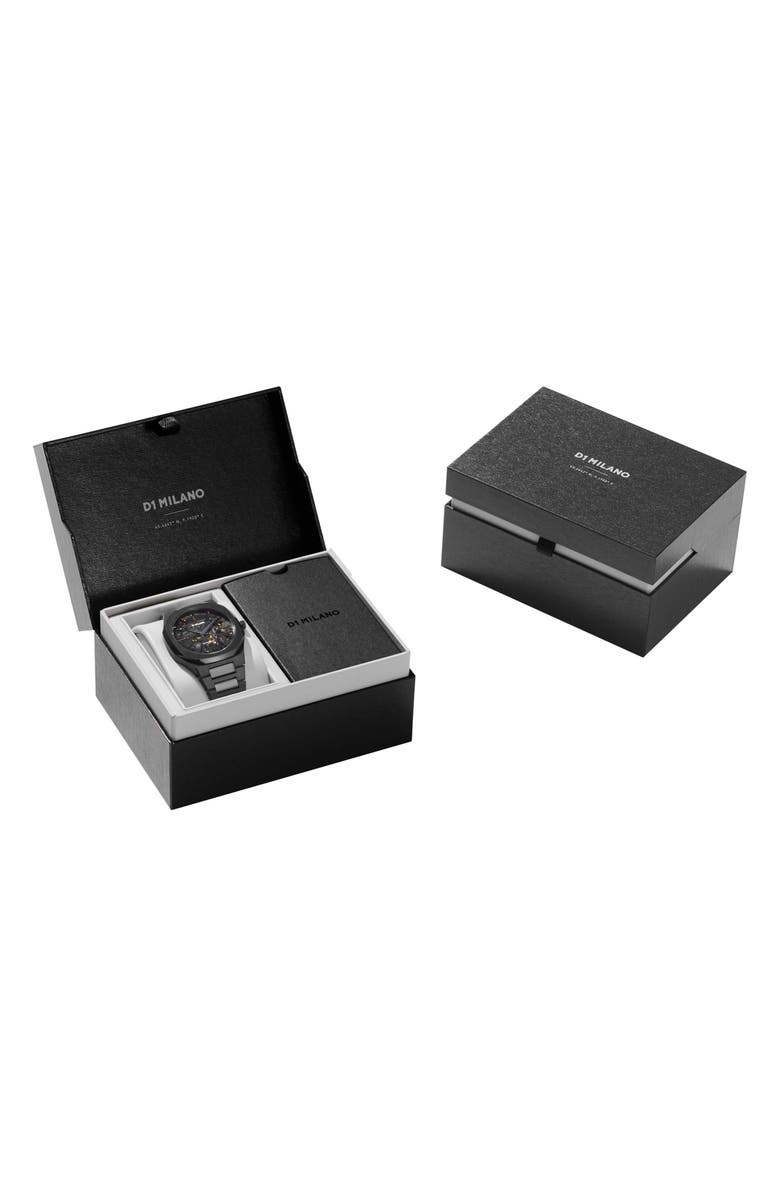 D1 Milano Black DLC Ultra Thin Bracelet Watch, 40mm, Alternate, color, Black