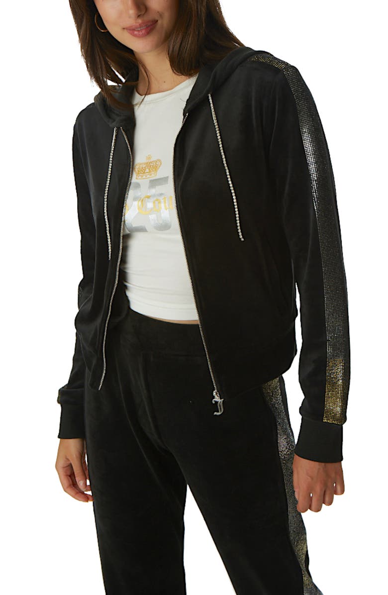 Juicy Couture Anniversary Velour Hooded Zip Track Jacket, Main, color,