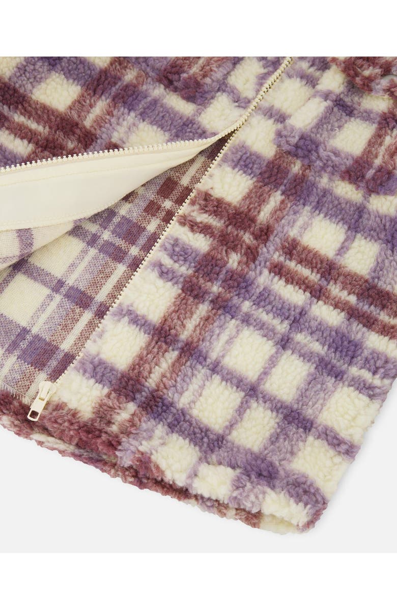 Deux par Deux Little Girl's Zip Front Soft Fleece Overshirt Plaid Purple And White, Alternate, color, 