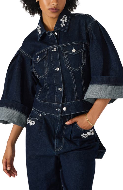 Steve Madden Dorothy Rhinestone Detail Denim Jacket In Blue
