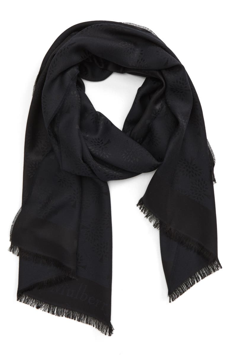 Mulberry Tree Jacquard Silk & Cotton Scarf, Alternate, color, 