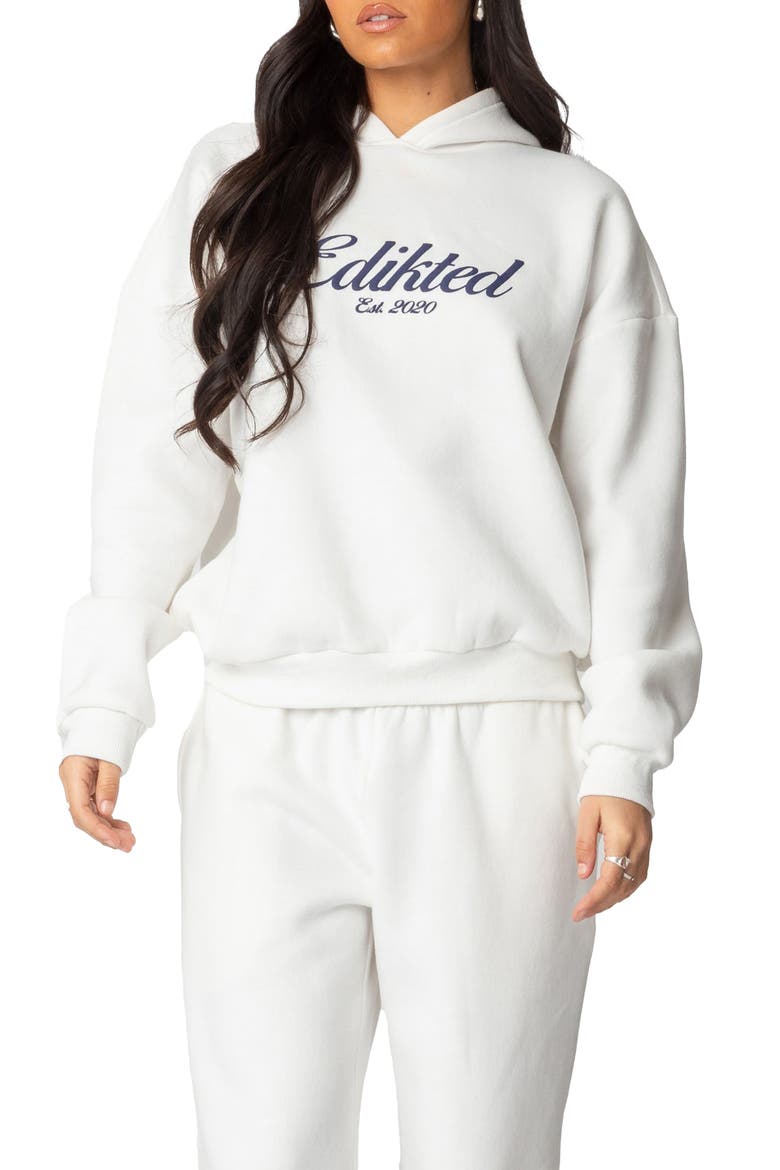 Miss Edikted Oversize Hoodie, Main, color, WHITE