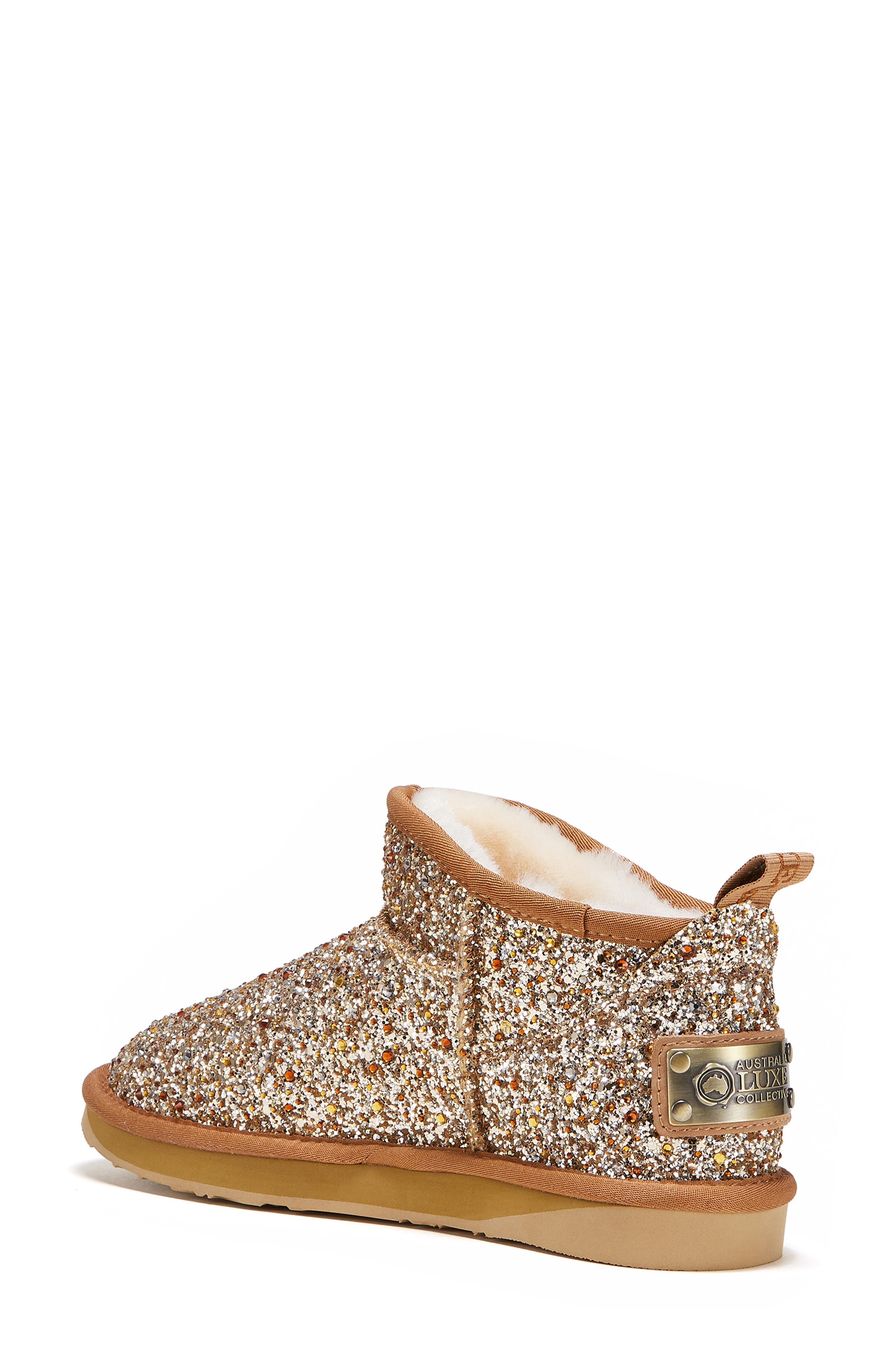 Australia Luxe Collective Cosy Ultra Short Genuine Shearling Bootie, Alternate, color, Gold