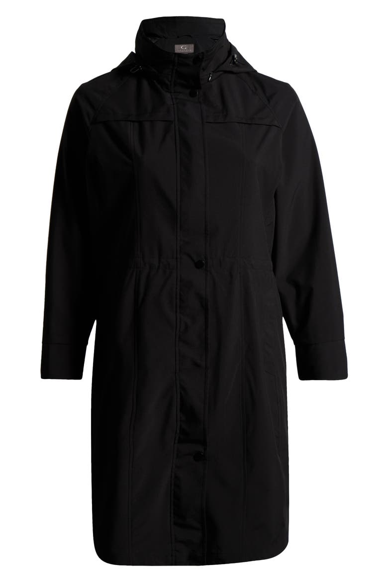 Water Resistant Raincoat with Removable Hood, Alternate, color, BLACK
