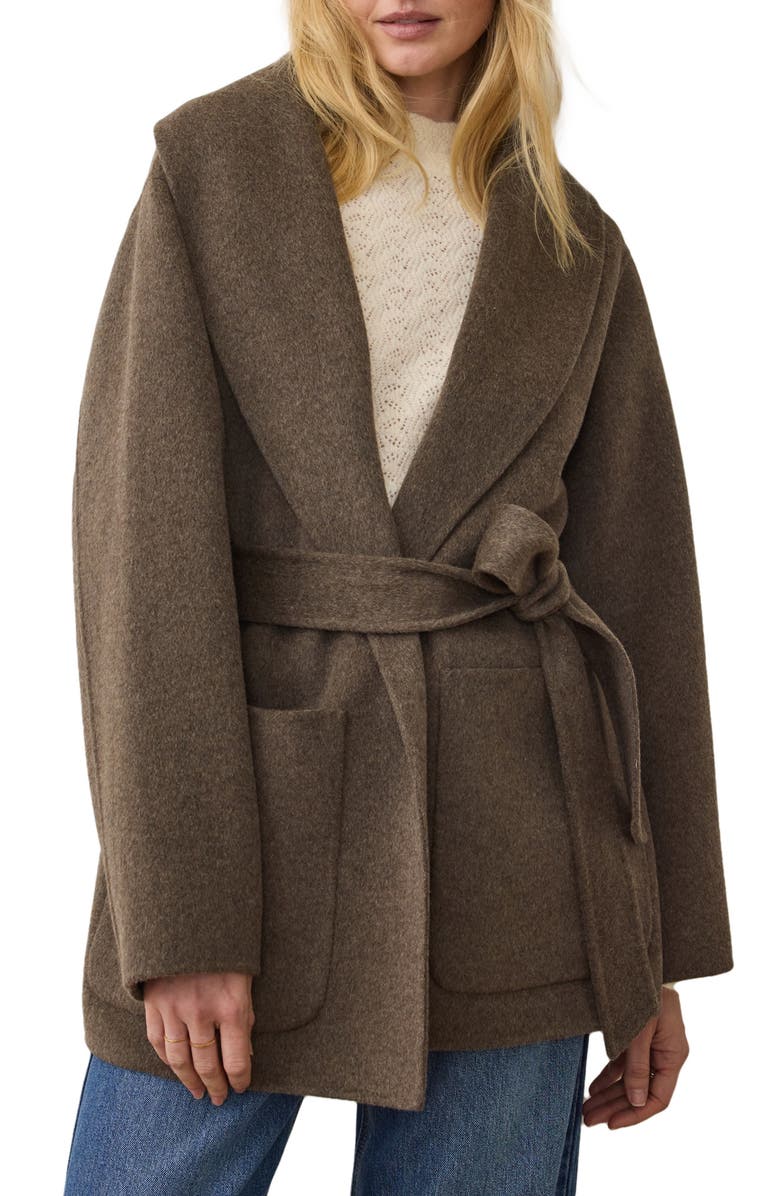 Marine Layer Colette Belted Wool Blend Jacket, Main, color, Espresso Heather