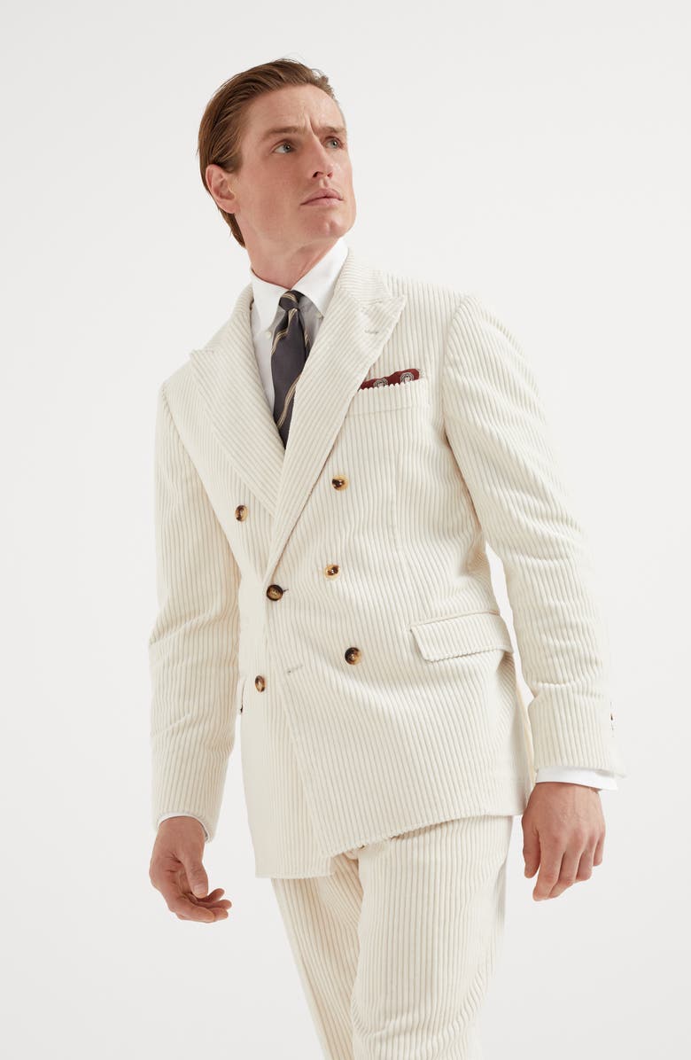 Brunello Cucinelli Cotton wide wale corduroy one-and-a-half breasted deconstructed blazer, Alternate, color, 