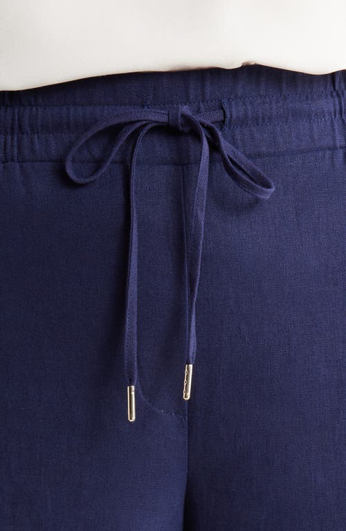 Jones New York Wide Leg Linen Blend Pants In Pacific Navy