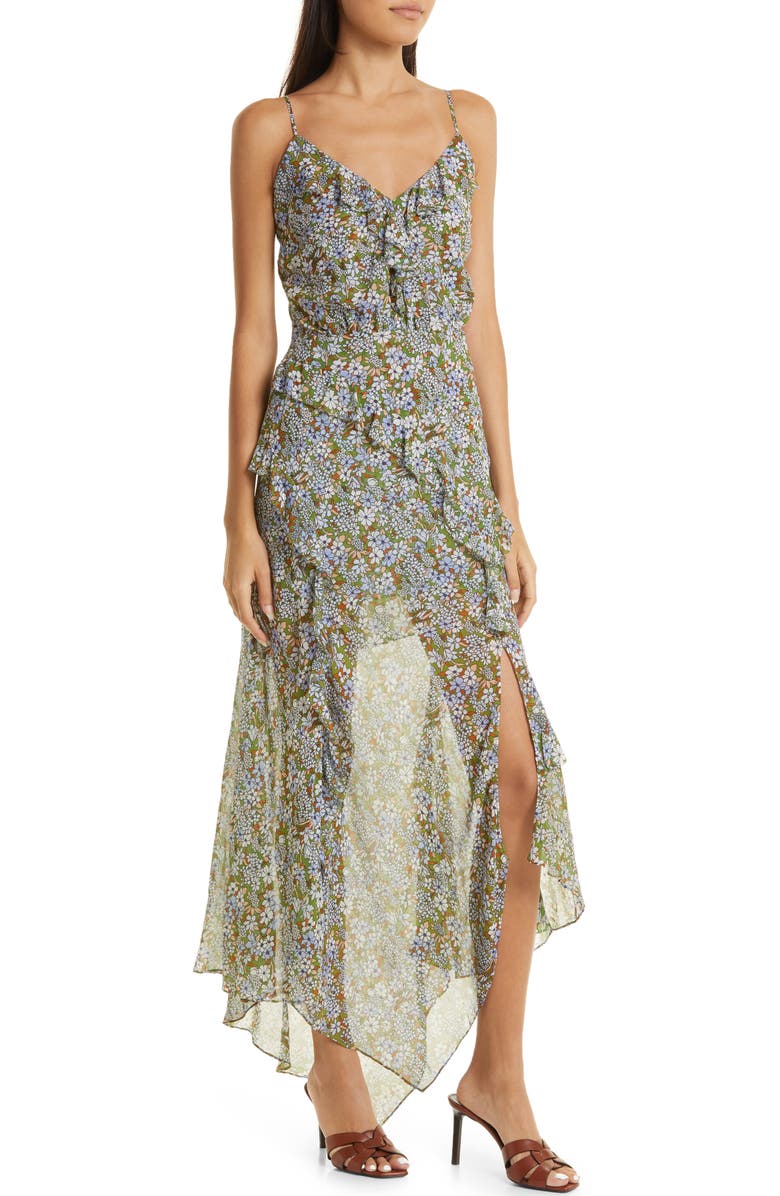 Veronica Beard Avenel Floral Silk Ruffle Dress, Alternate, color, 