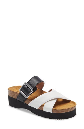 Naot Juliette Slide Sandal In Soft White/soft Black