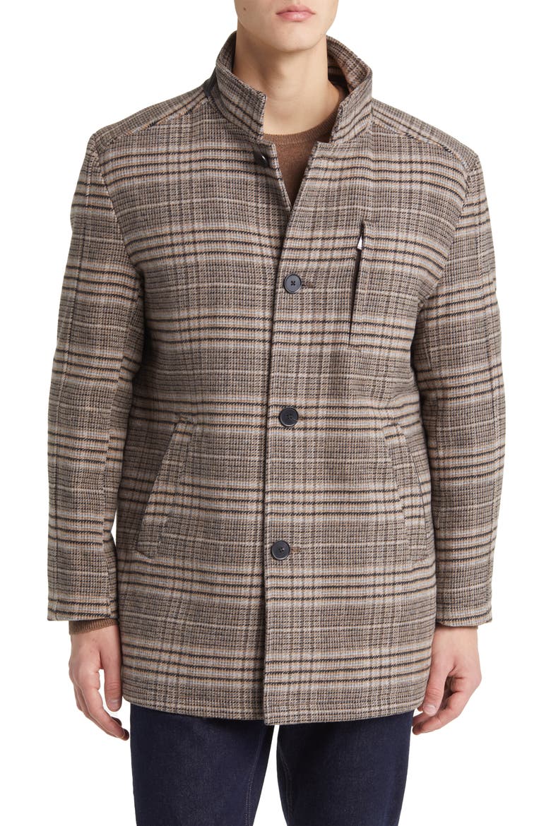 Upton Bib Insert Wool Blend Car Coat, Alternate, color, BROWN PLAID