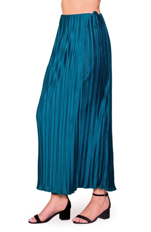 Melloday Pleat Side Tie Knit Maxi Skirt In Blue