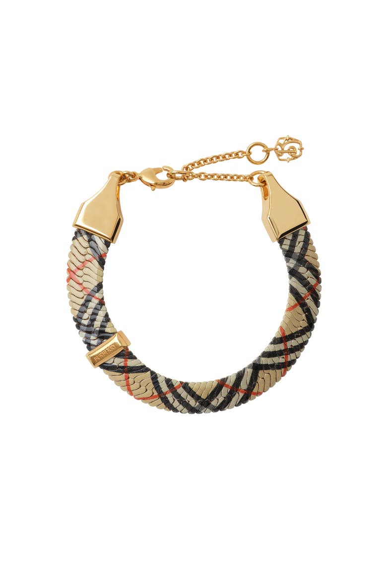 Check Print Bracelet, Main, color, Gold/sand beige