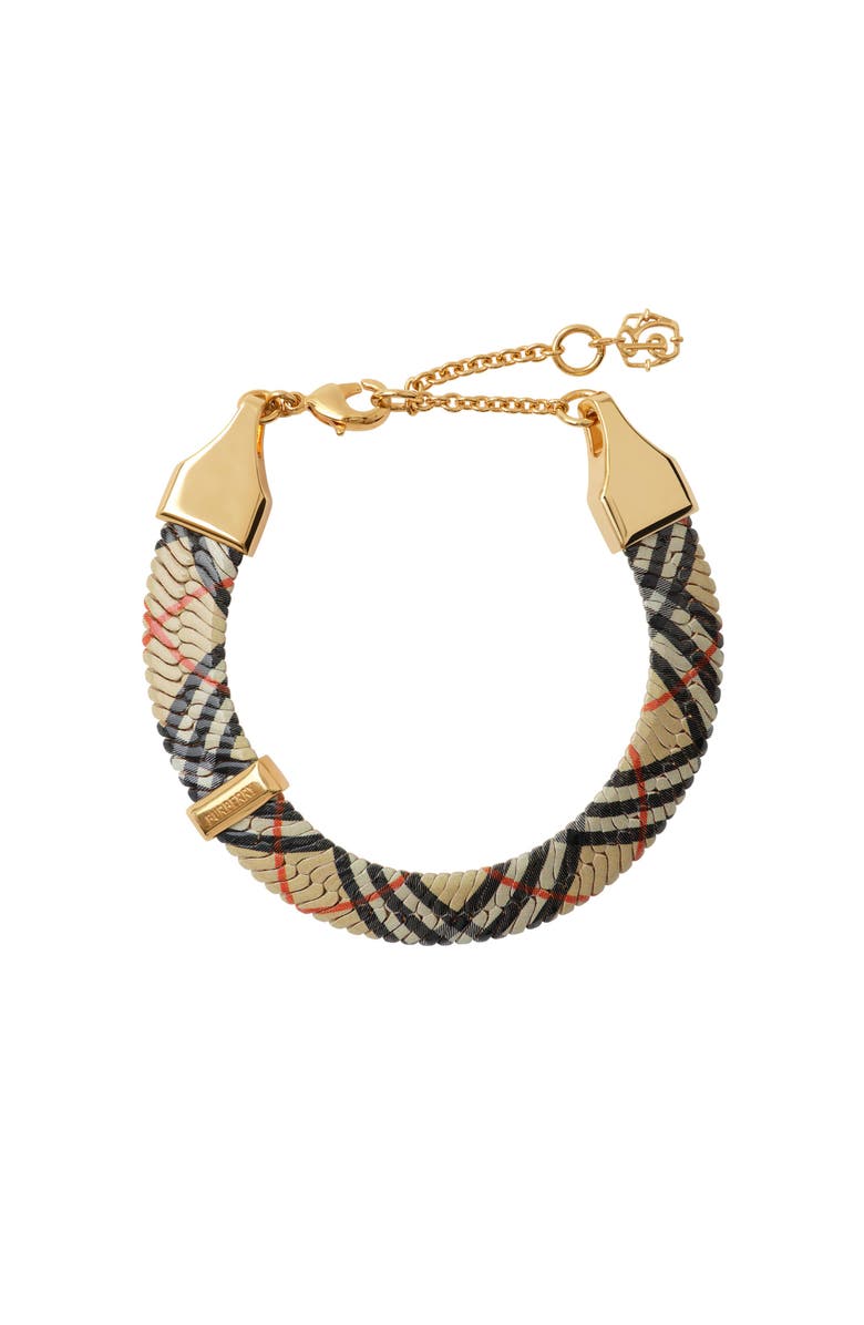Burberry Check Print Bracelet, Main, color, Gold/Sand Beige