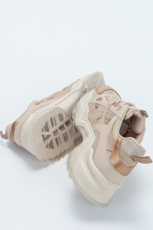 Forever & Always Shoes Loretta Platform Sneakers In Beige