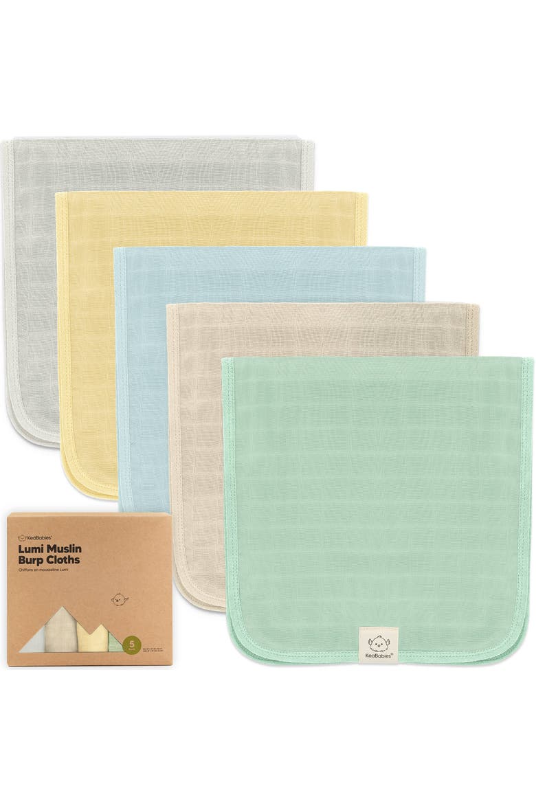 5-Pack Lumi Muslin Burp Cloths, Main, color, Mirage