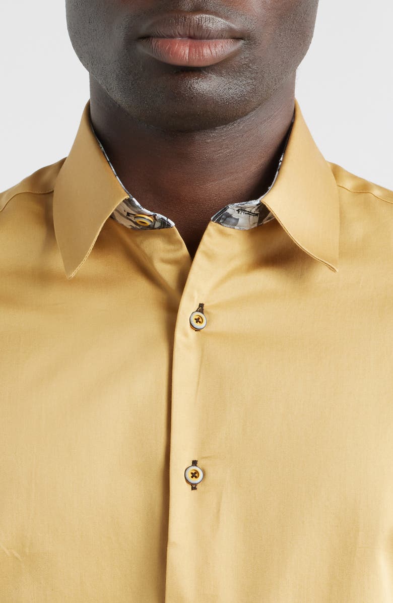 Siragusa Printed Silk Trim Dress Shirt, Alternate, color, Beige/ Gold