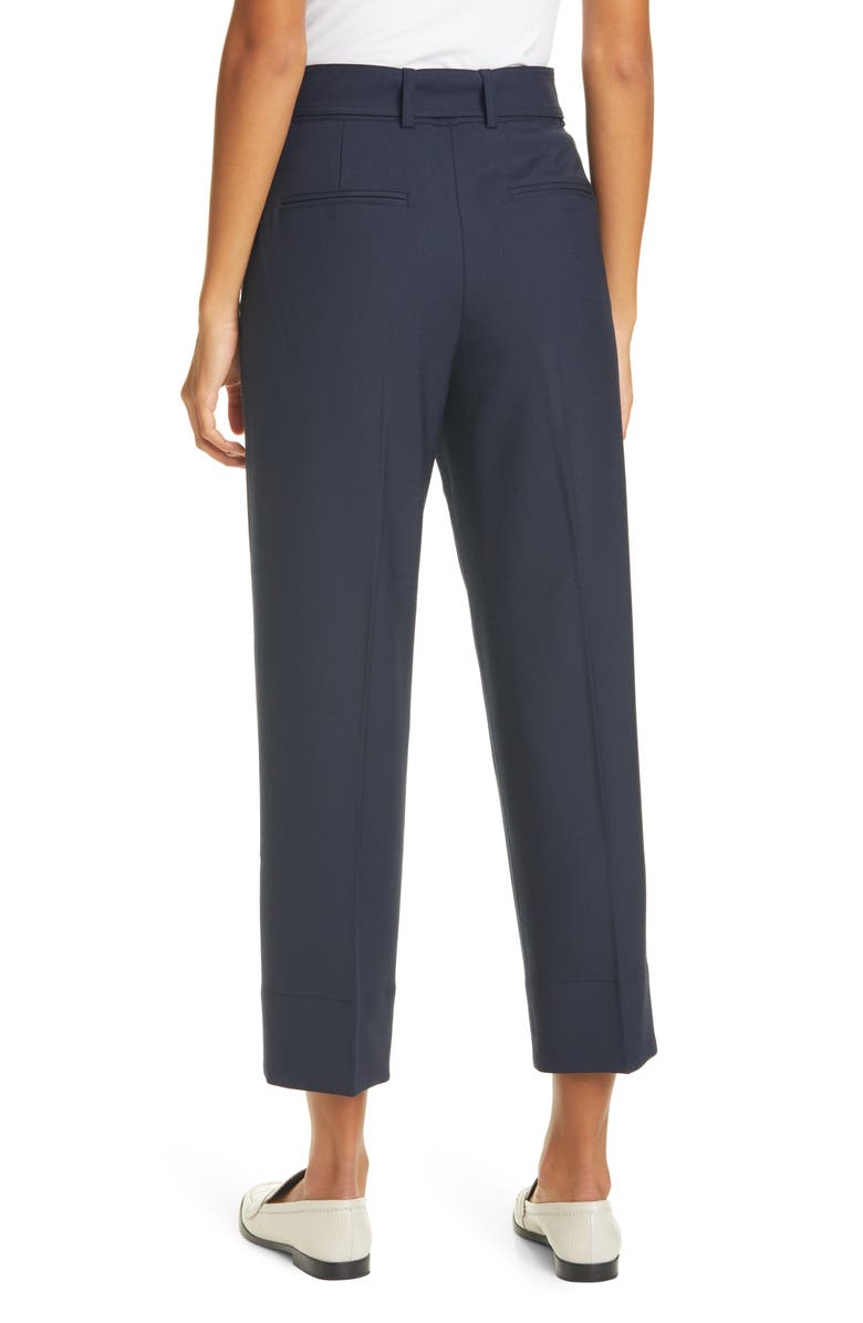 Club Monaco Enamel Ring Belted Ankle Pants, Alternate, color, Aviator Navy