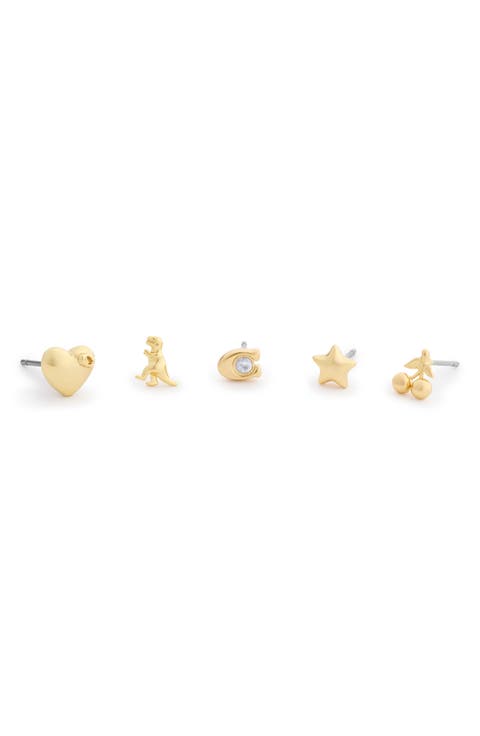 Mixed Classic Motif Set of 5 Stud Earrings