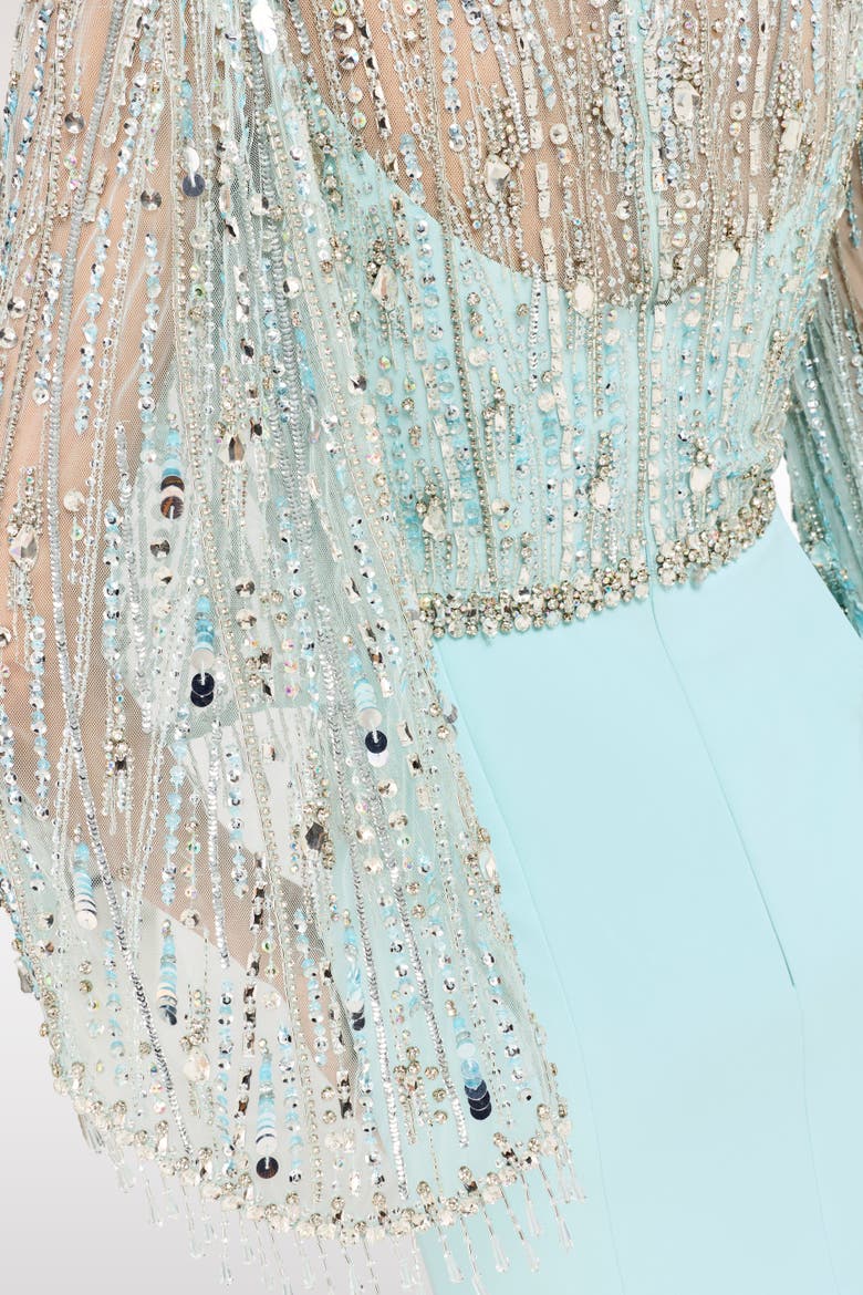 Wanderlust Embellished-Details Maxi Dress, Alternate, color, Crystal Aqua