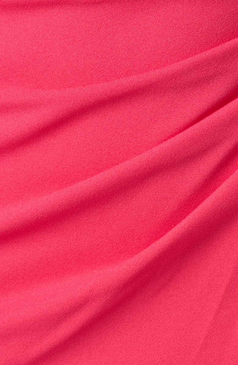 Adrianna Papell Ruched Asymmetric Crepe Sheath Dress, Alternate, color, Camellia