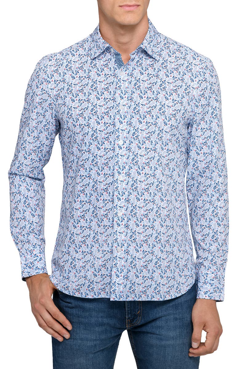 CONSTRUCT Fall Floral Woven Long Sleeve Basic, Main, color, Multi