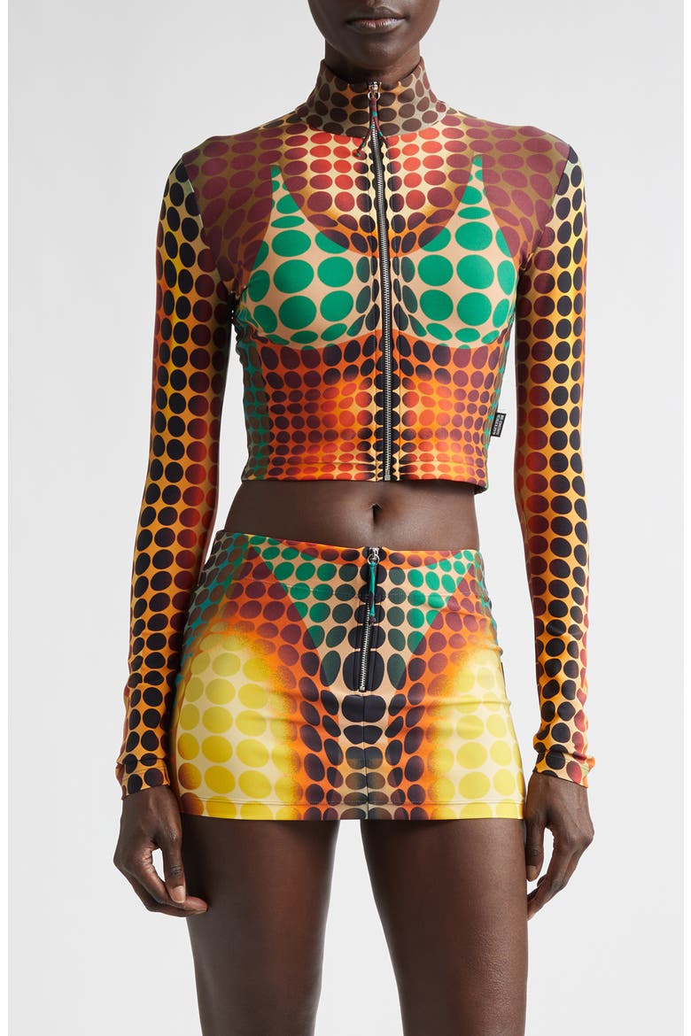 Re-Edition Polka Dot Trompe l'Oeil Mesh Crop Top (Women) | Nordstrom
