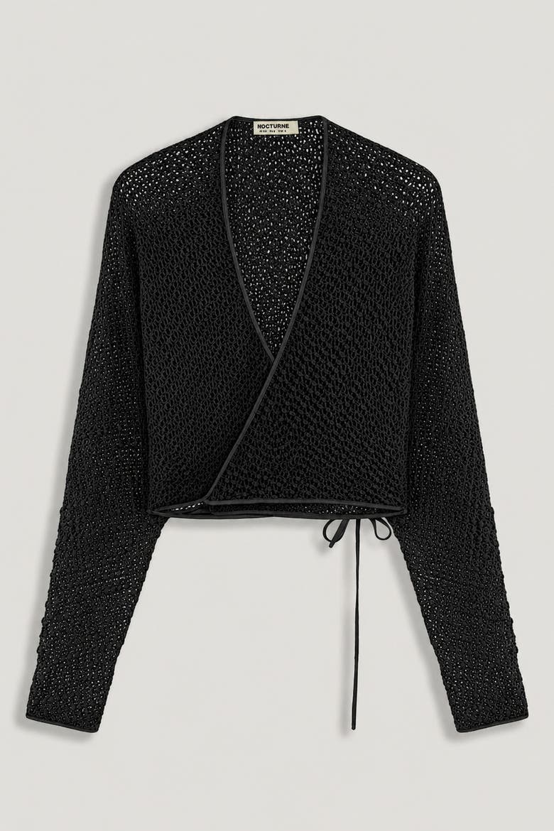 Wrap Mesh Blouse, Alternate, color, Black