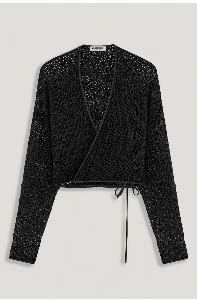 Nocturne Wrap Mesh Blouse, Alternate, color, Black