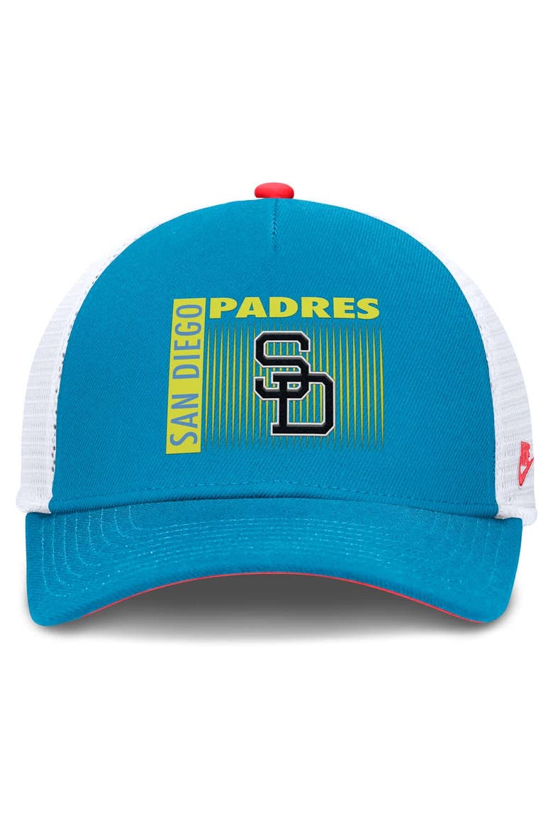 Men's Nike Teal San Diego Padres Neon 90s Rise Structured Performance Adjustable Trucker Hat, Alternate, color, Teal