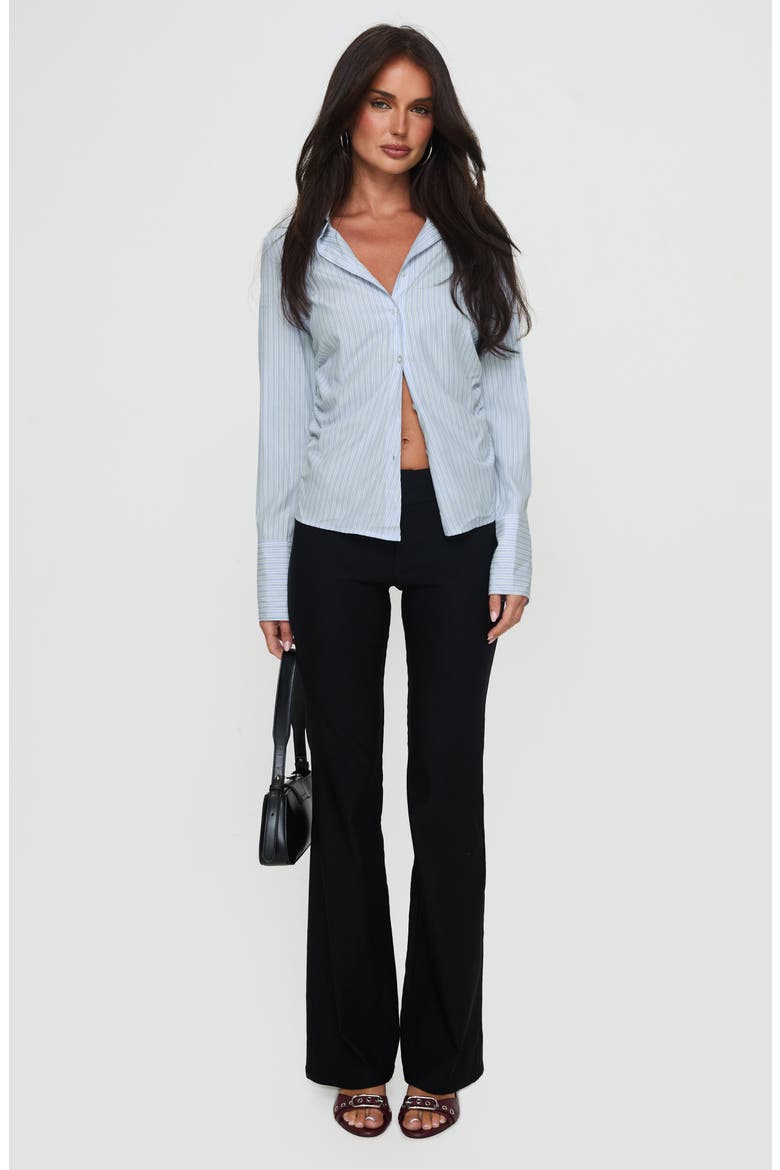 Rush Hour Stripe Shirred Button-Up Shirt, Alternate, color, BLUE STRIPE