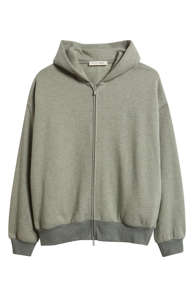 Fear of God Essentials Signature Classic Fit Zip Hoodie, Main, color, Concrete/Dark Concrete Heather