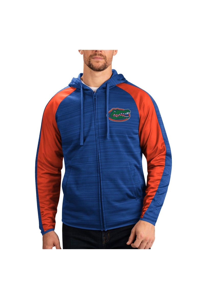 Men's G-III Sports by Carl Banks Royal Florida Gators Neutral Zone Raglan Full-Zip Track Jacket Hoodie, Main, color, Royal