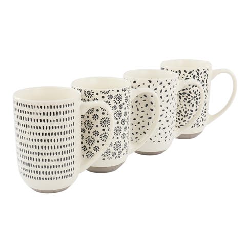 Dutton Springs 4 Piece 19 Ounce Stoneware Assorted Designs Mug Set