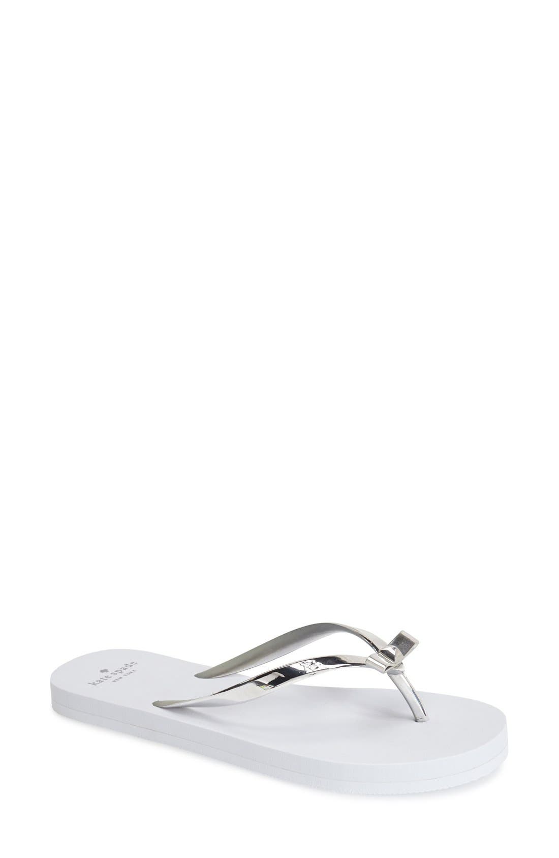 'happily' flip flop, Main, color, SILVER/ WHITE