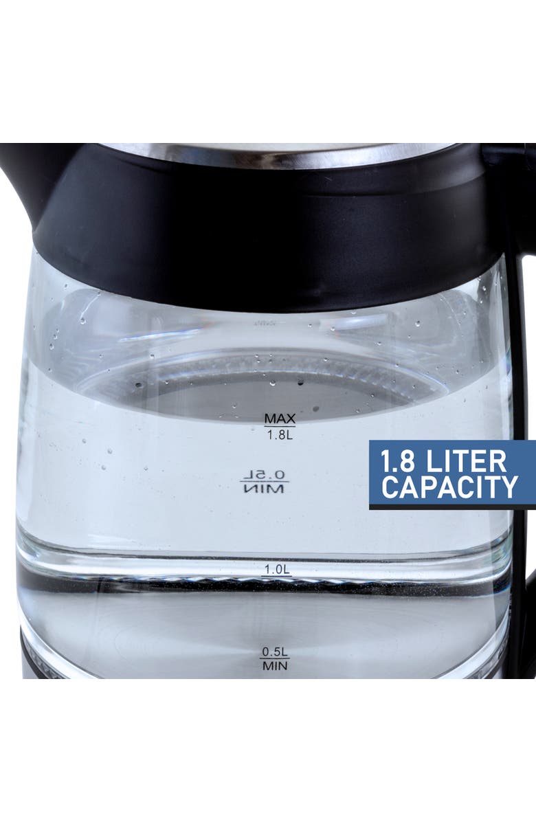 Megachef 1.8Lt. Glass Body and Stainless Steel Electric Tea Kettle, Alternate, color, Grey