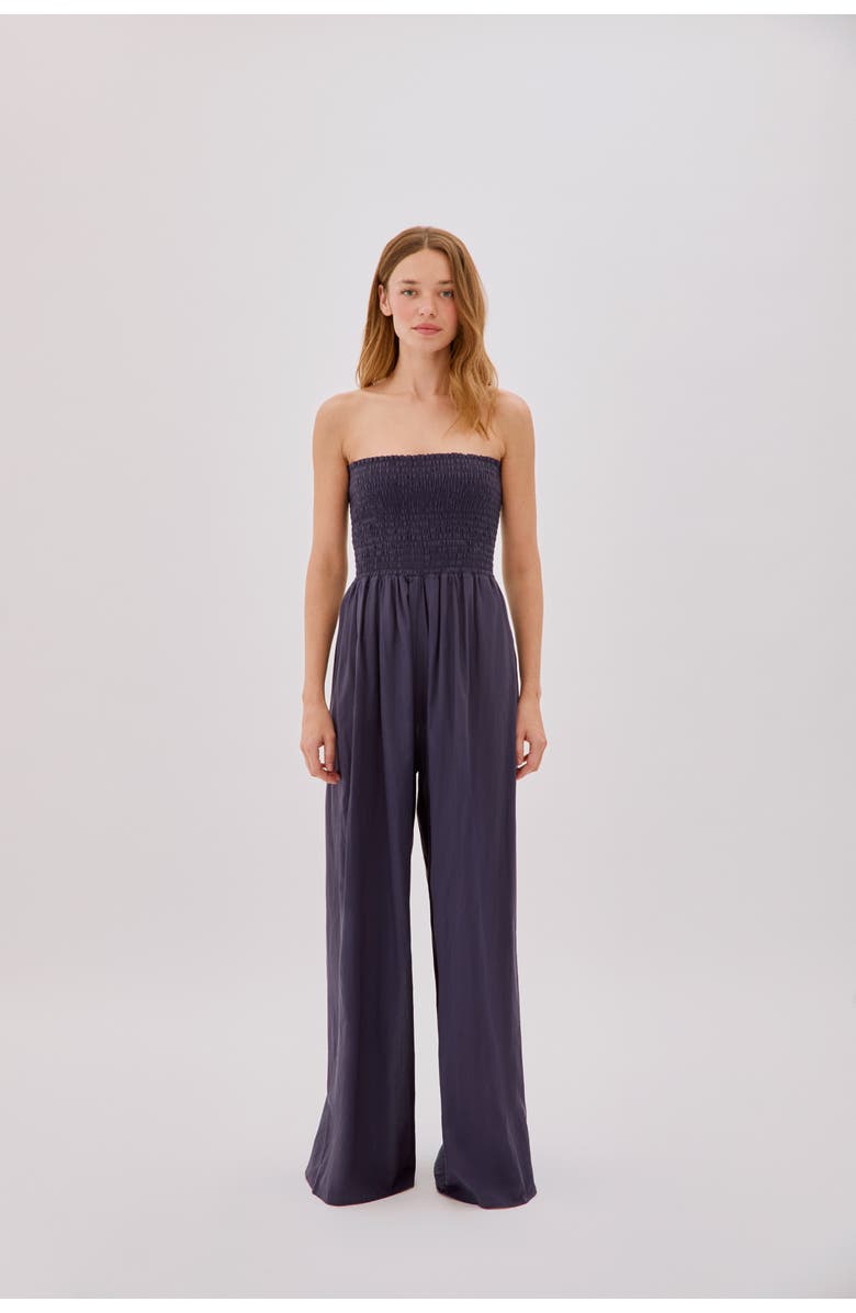 Labeca London Mare Cotton Shirred Jumpsuit, Alternate, color, Navy