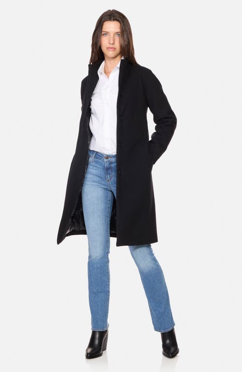 Norwegian Wool Stand Collar City Virgin Wool Blend 755 Fill Power Down Waterproof Coat In Black