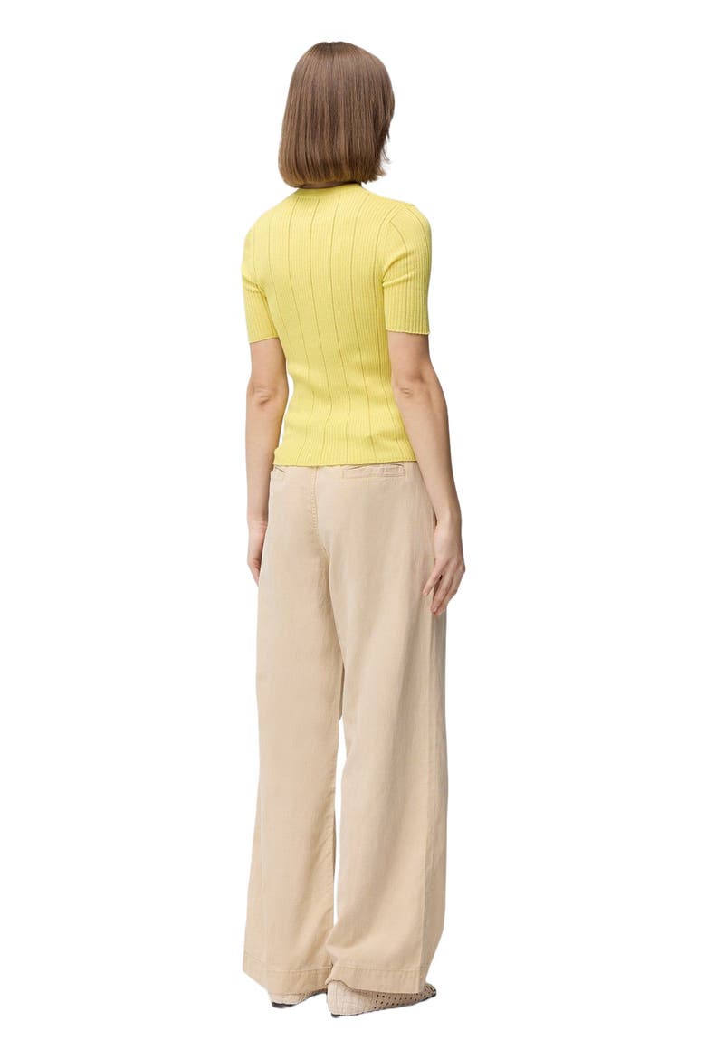 Ajour-Knit Cashmere Silk Top, Alternate, color, blazzing yellow
